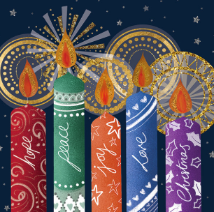 Christmas Card Twin Pack: Candles and Doves