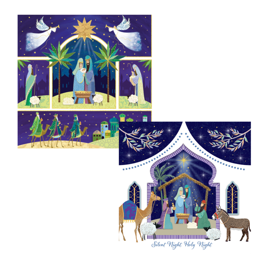 Christmas Cards Twin Pack - Gathering at Bethlehem / Nativity