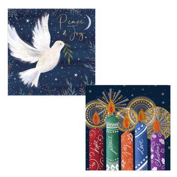 Christmas Card Twin Pack: Candles and Doves